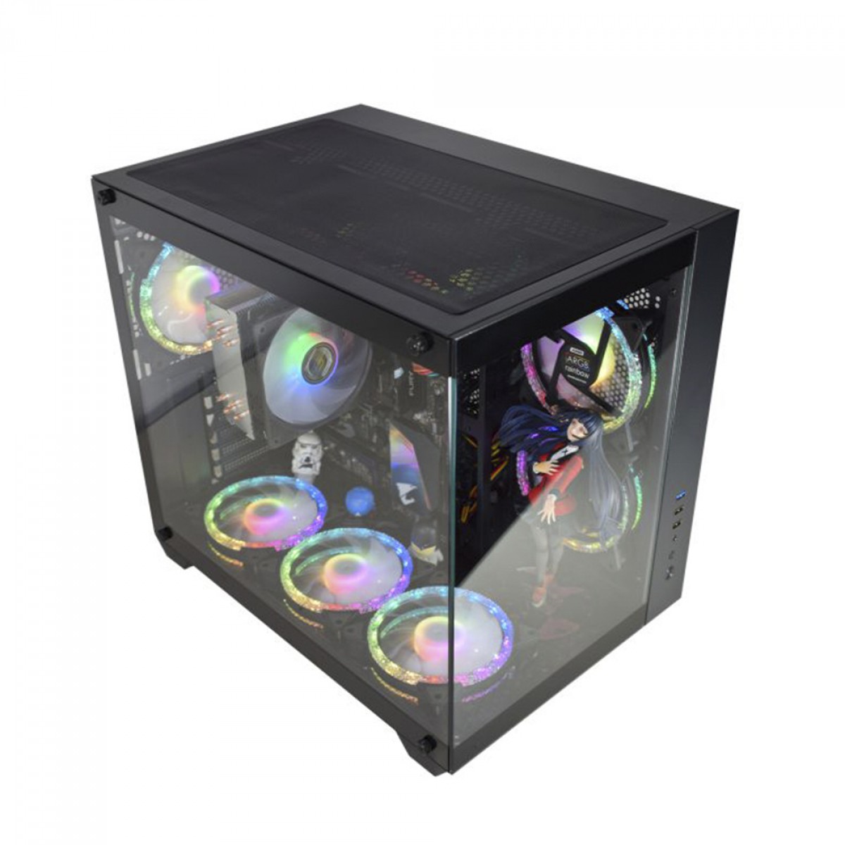 Gabinete Gamer K-MEX Hammerhead Shark, Mid Tower, Vidro Temperado, ATX, Black, Sem Fonte, Sem Fan, CGSYH6RH001CB0X