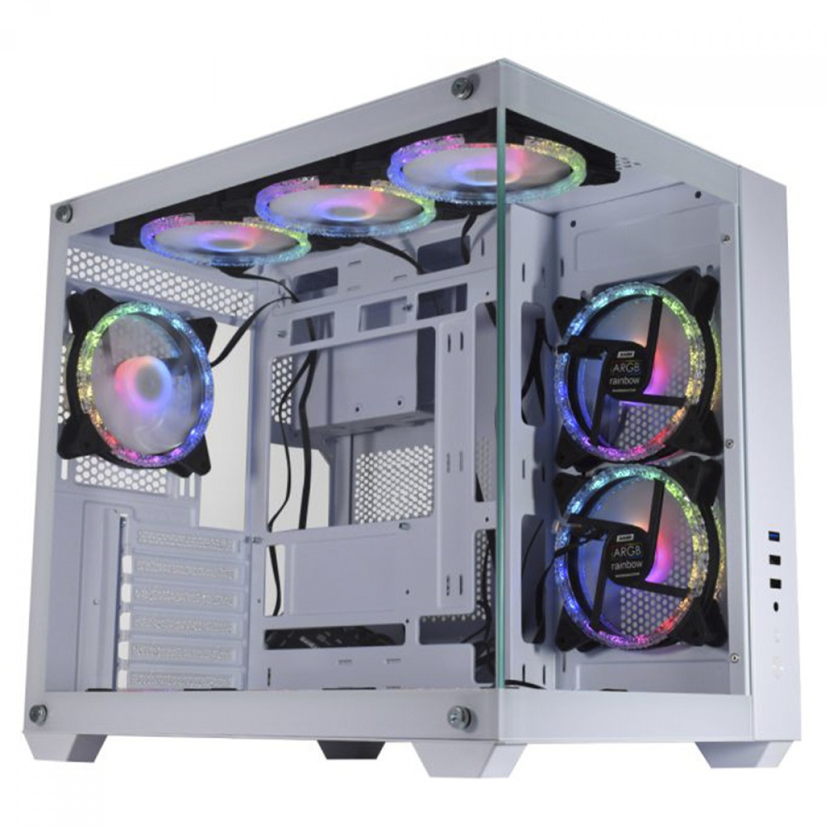 Gabinete Gamer K-MEX Hammerhead Shark, Mid Tower, Vidro Temperado, ATX, White, Sem Fonte, Sem Fan, CGWYH6RH002CB0X