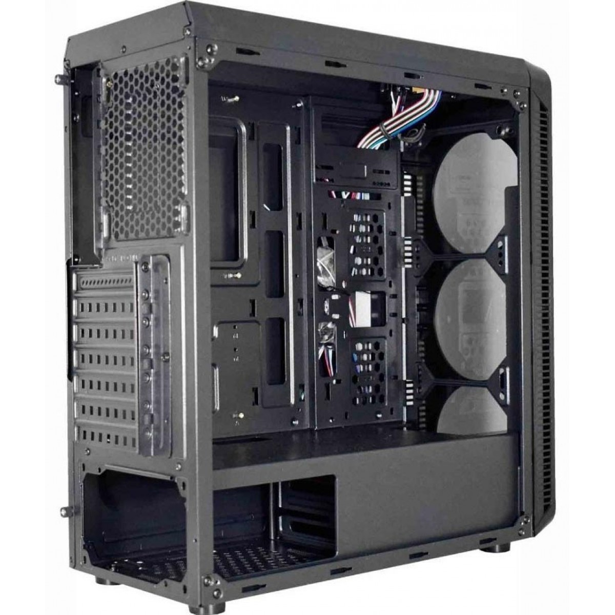 Gabinete Gamer K-mex Infinity V, Mid Tower, Com 3 fans, Lateral Acrílico, Black, S-Fonte, CG-05G8
