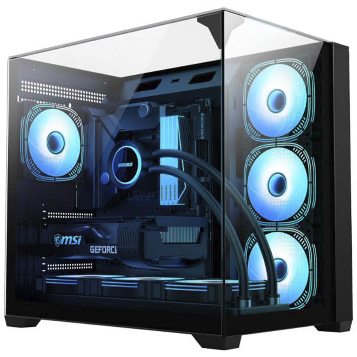 Gabinete Gamer K-MEX Mega Shark, Aquario, Mid Tower, Vidro Temperado, ATX, Sem Fonte, Sem Fan, Preto, CG01FDRH001CB0X