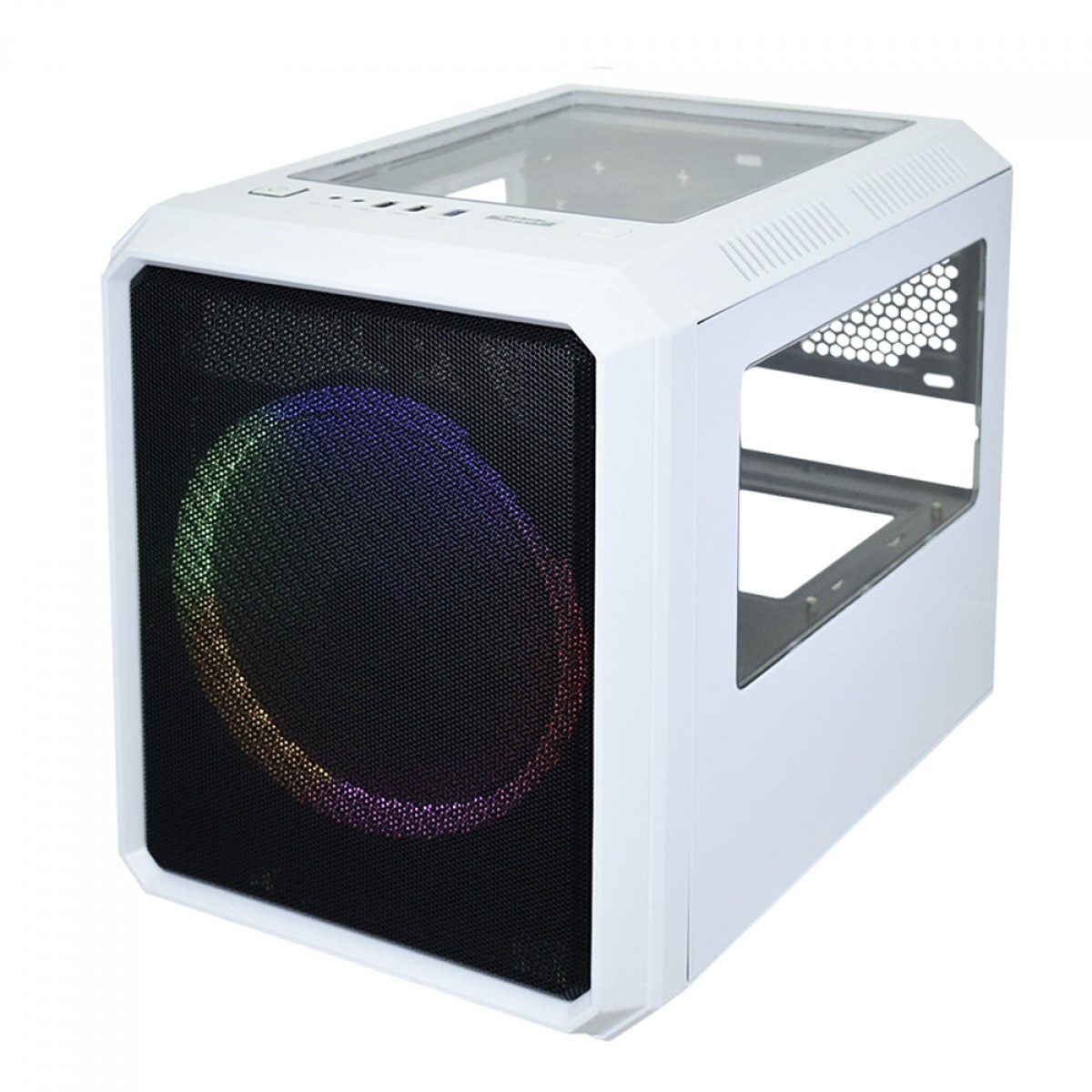Gabinete Gamer K-MEX Microcaft IV, Branco, Mini Tower, Acrílico, M-ATX/Mini-ITX, Sem Fonte, Com 1 Fan, CG04RCRH004CB0X