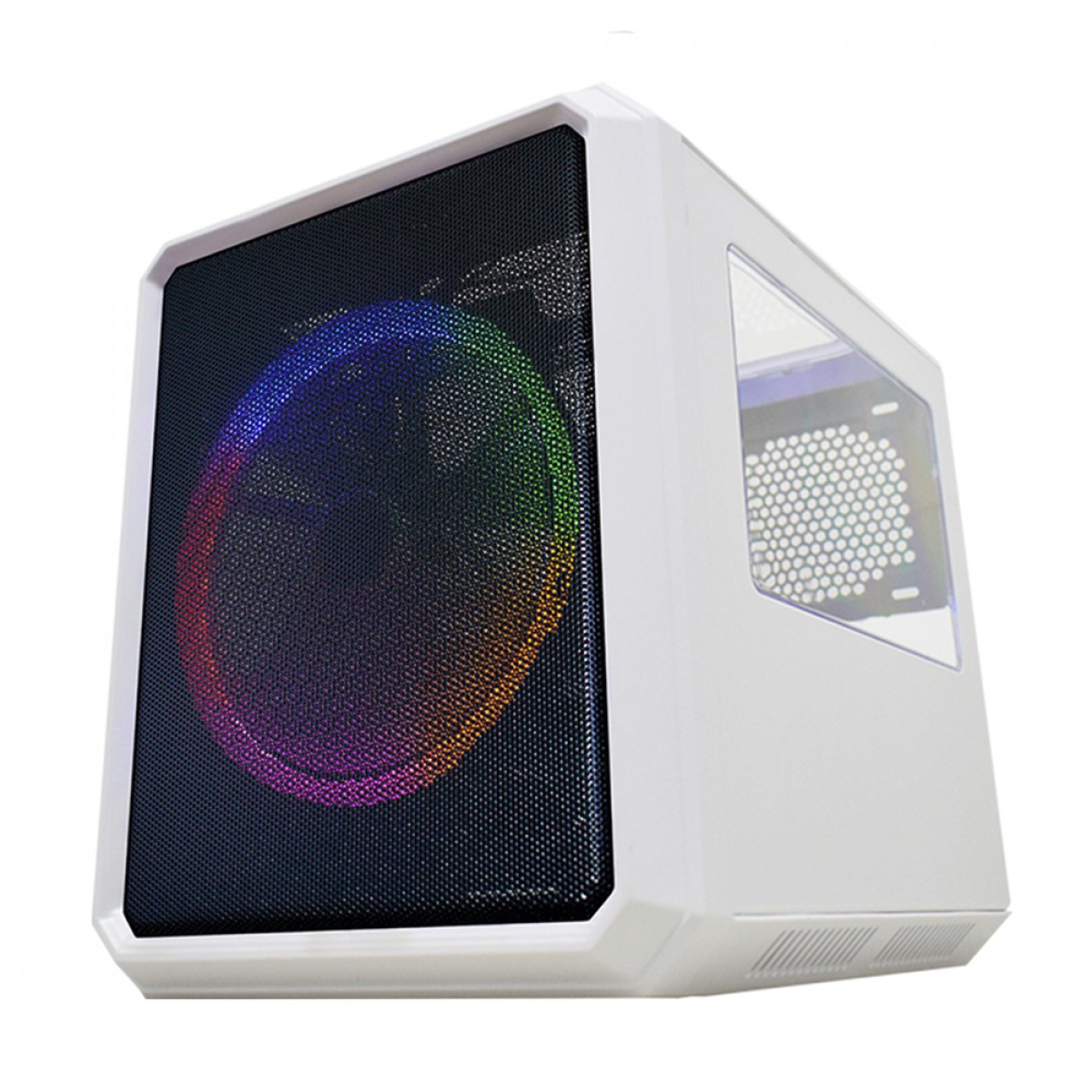 Gabinete Gamer K-MEX Microcaft IV, Branco, Mini Tower, Acrílico, M-ATX/Mini-ITX, Sem Fonte, Com 1 Fan, CG04RCRH004CB0X