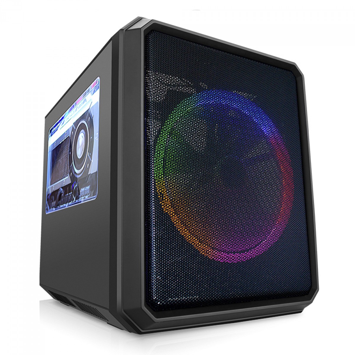 Gabinete Gamer K-MEX Microcaft, Preto, Mini Tower, Acrílico, M-ATX/Mini-ITX, Sem Fonte, Com 1 Fan, CG03RCRH003CB0X