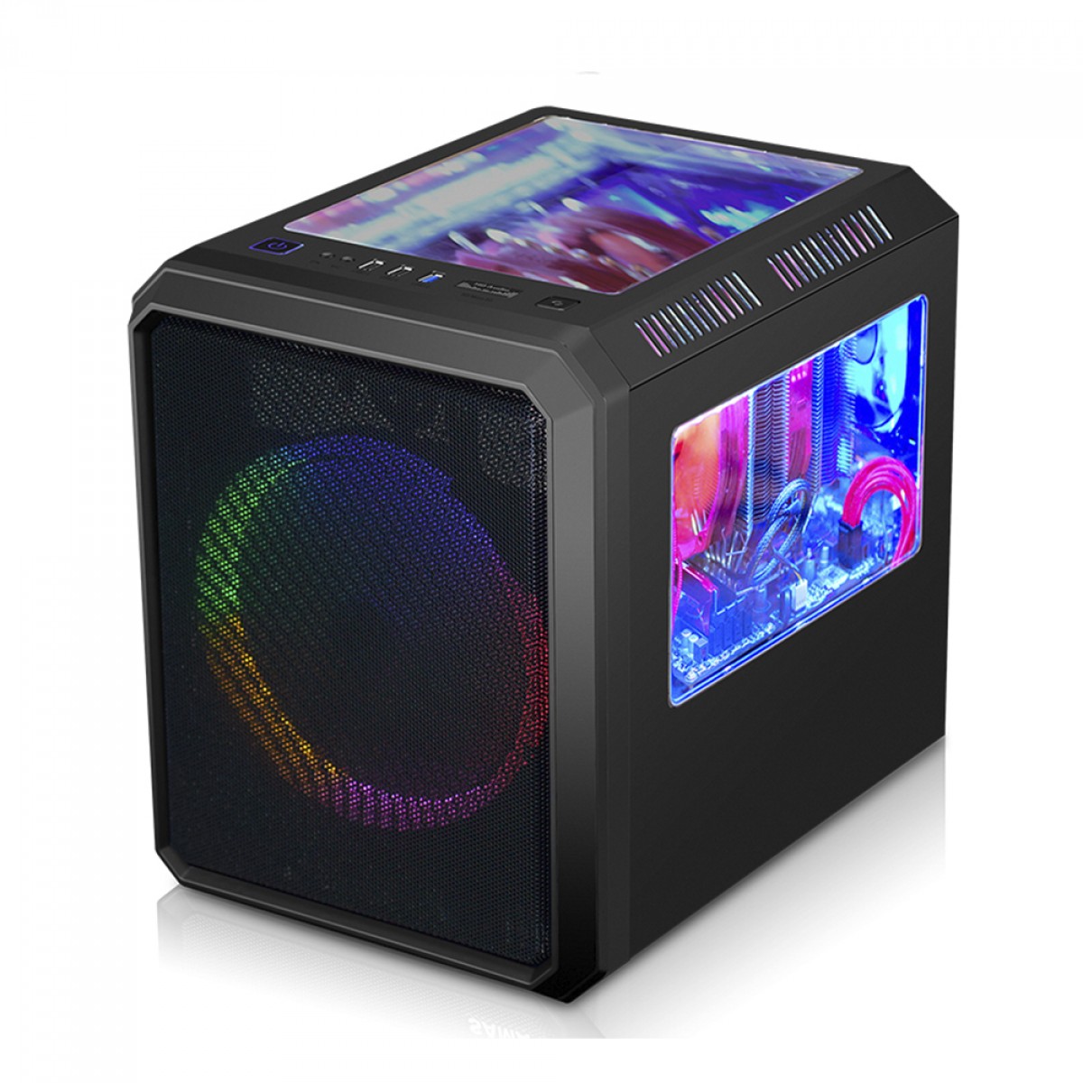 Gabinete Gamer K-MEX Microcaft, Preto, Mini Tower, Acrílico, M-ATX/Mini-ITX, Sem Fonte, Com 1 Fan, CG03RCRH003CB0X