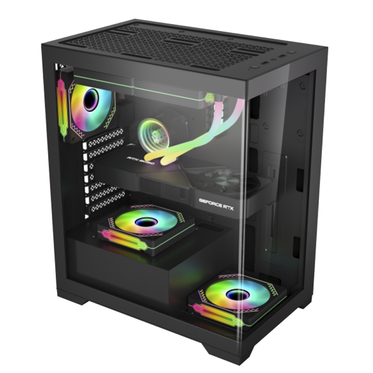 Gabinete Gamer K-MEX Poseidon CG-11G4, Mid Tower, Vidro Temperado, ATX, Black, Sem Fonte, Sem Fan, CG11G4RH0010B0X - Open Box