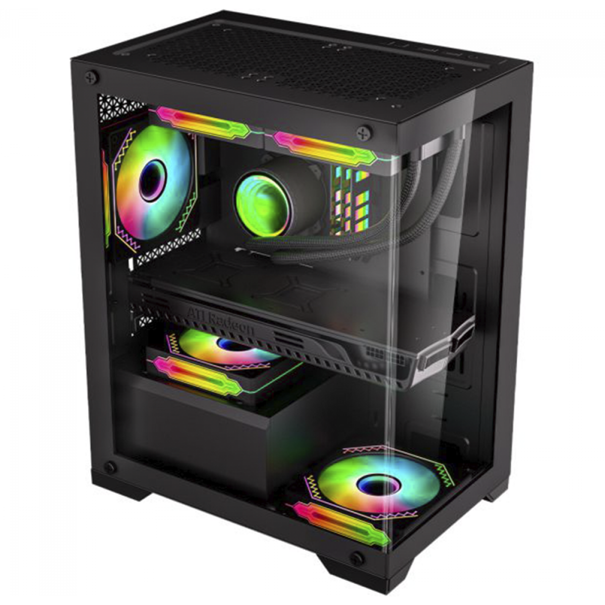 Gabinete Gamer K-MEX Poseidon CG-12H5, Mid Tower, Vidro Temperado, Micro-ATX, Black, Sem Fonte, Sem Fan, CG12H5RH0010B0X