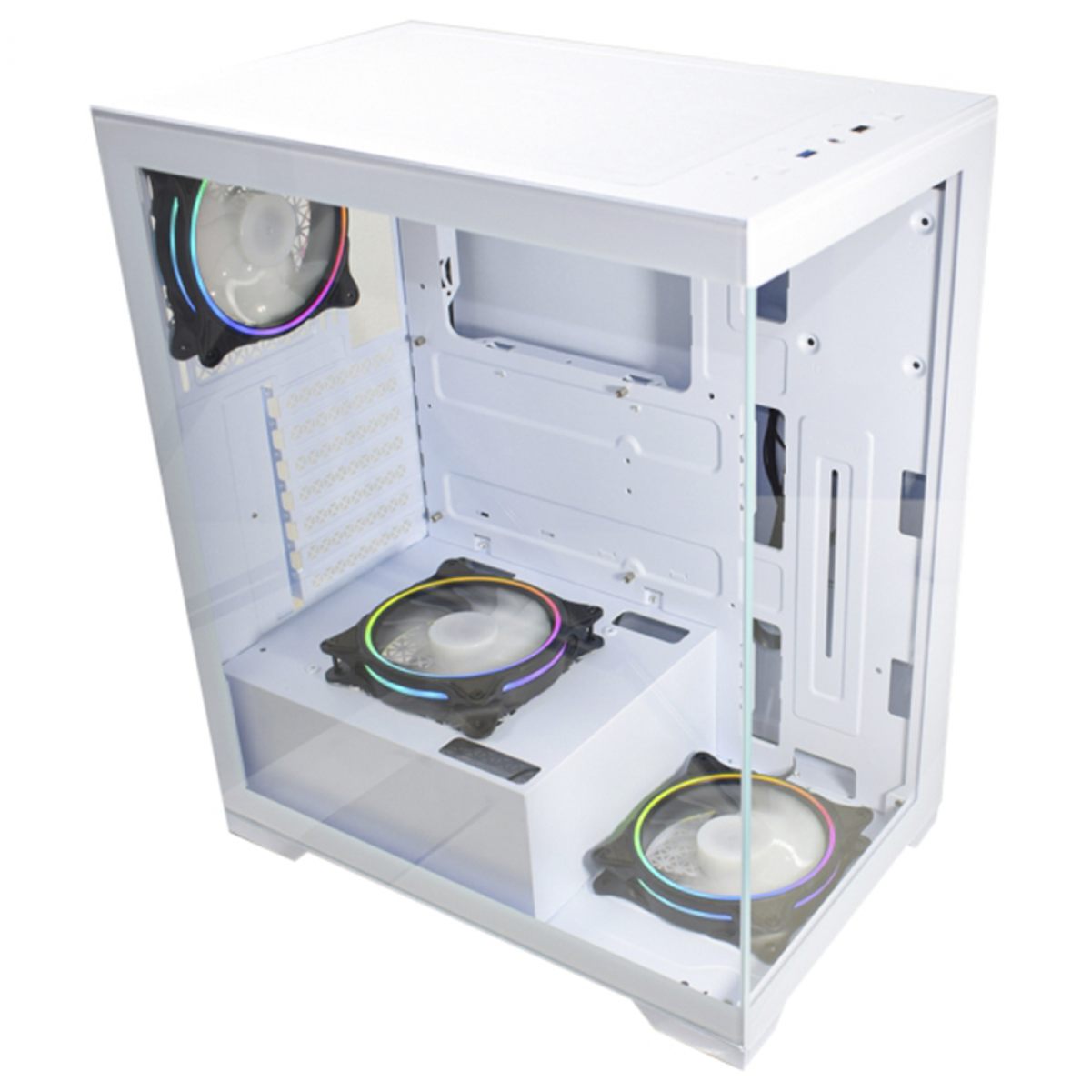 Gabinete Gamer K-MEX Poseidon CG-W1G4, Mid Tower, Vidro Temperado, ATX, White, Sem Fonte, Sem Fan, CGW1G4RH0010B0X