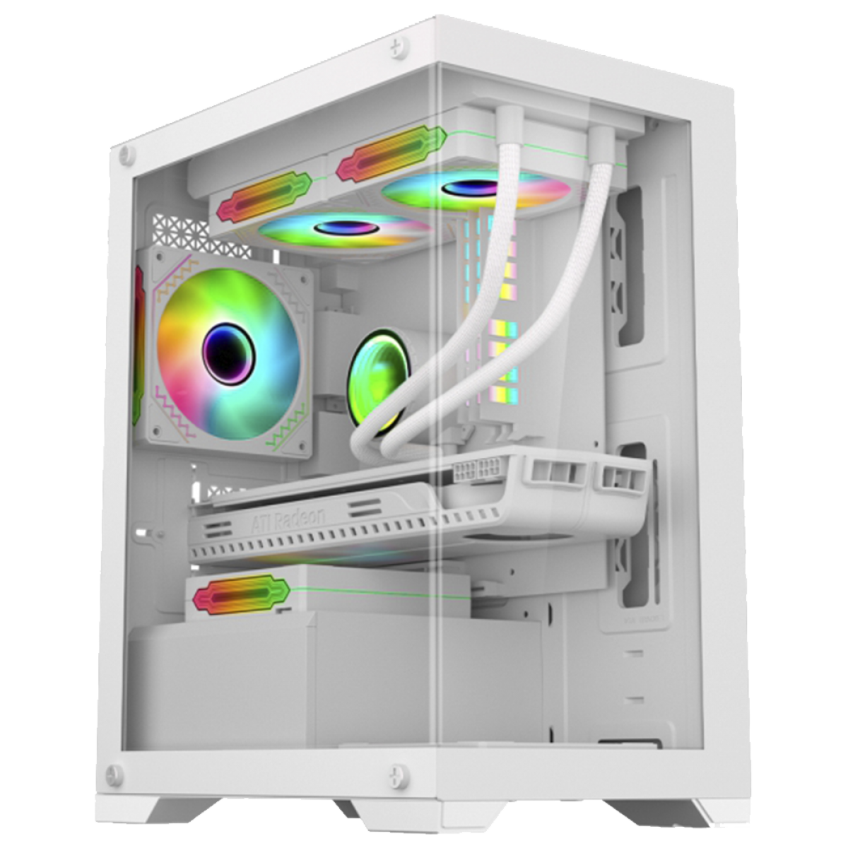 Gabinete Gamer K-MEX Poseidon CG-W1H5, Mid Tower, Vidro Temperado, Micro-ATX, White, Sem Fonte, Sem Fan, CGW1H5RH0010B0X