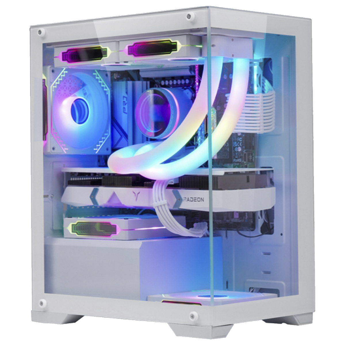Gabinete Gamer K-MEX Poseidon CG-W1H5, Mid Tower, Vidro Temperado, Micro-ATX, White, Sem Fonte, Sem Fan, CGW1H5RH0010B0X