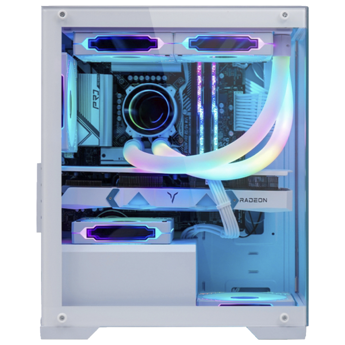 Gabinete Gamer K-MEX Poseidon CG-W1H5, Mid Tower, Vidro Temperado, Micro-ATX, White, Sem Fonte, Sem Fan, CGW1H5RH0010B0X
