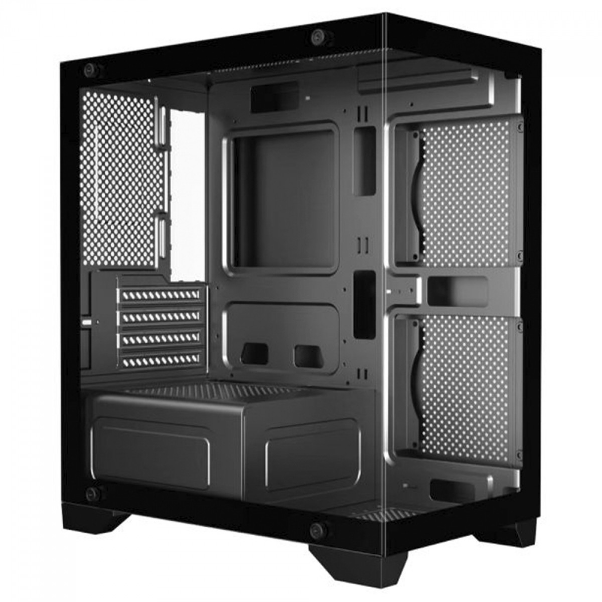 Gabinete Gamer K-MEX Poseidon II CG-01F9, Mid Tower, Vidro Temperado, Micro-ATX, Sem Fan, Preto, CG01F9RH001CB0X