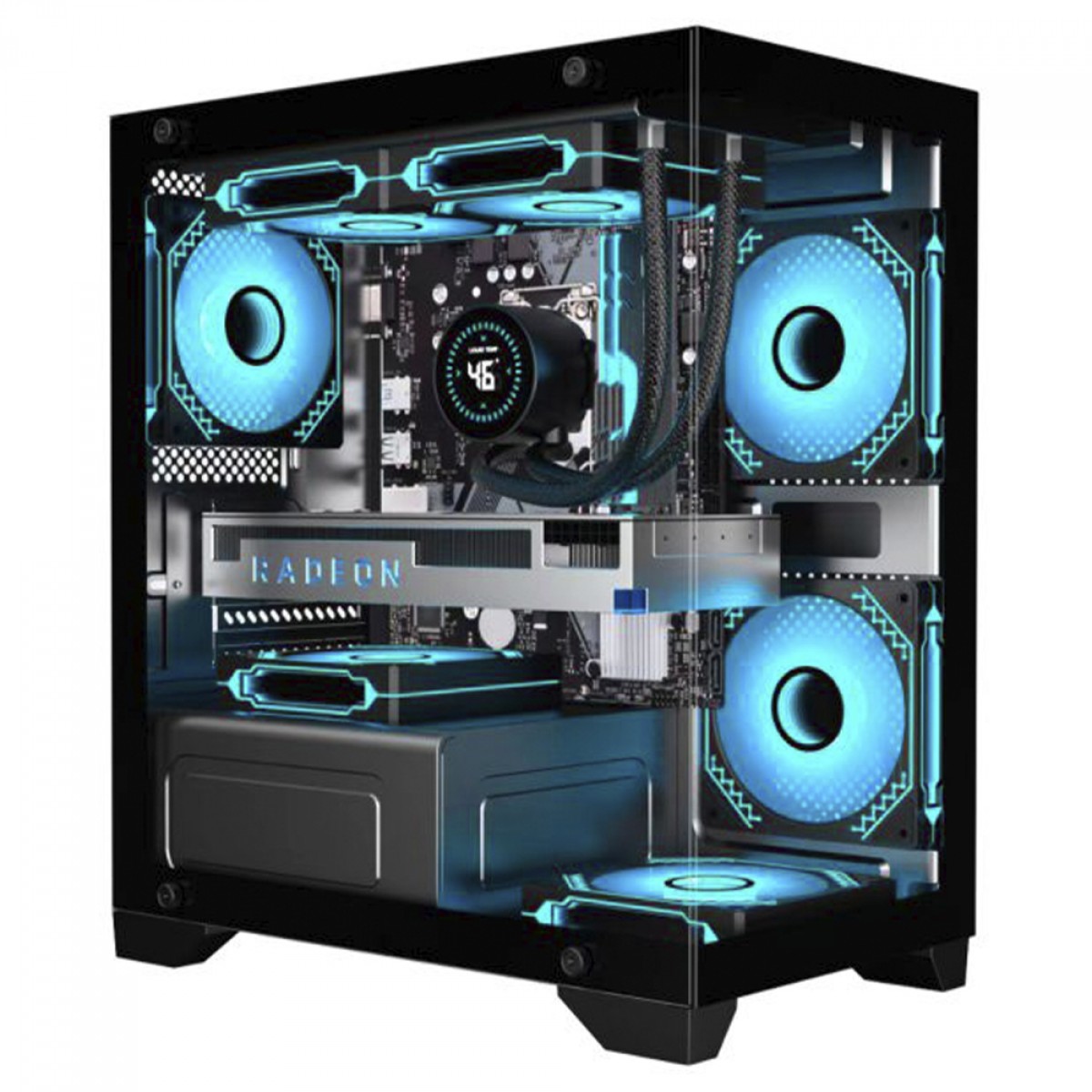 Gabinete Gamer K-MEX Poseidon II CG-01F9, Mid Tower, Vidro Temperado, Micro-ATX, Sem Fan, Preto, CG01F9RH001CB0X