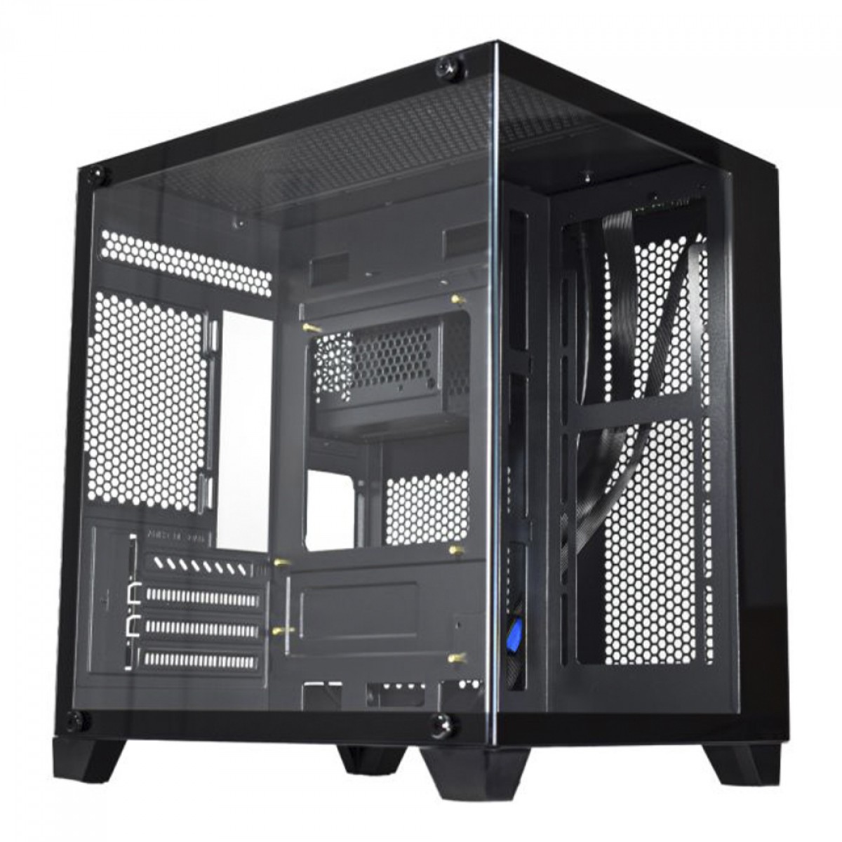 Gabinete Gamer K-MEX Space Aqua II, Black, Mini Tower, Vidro