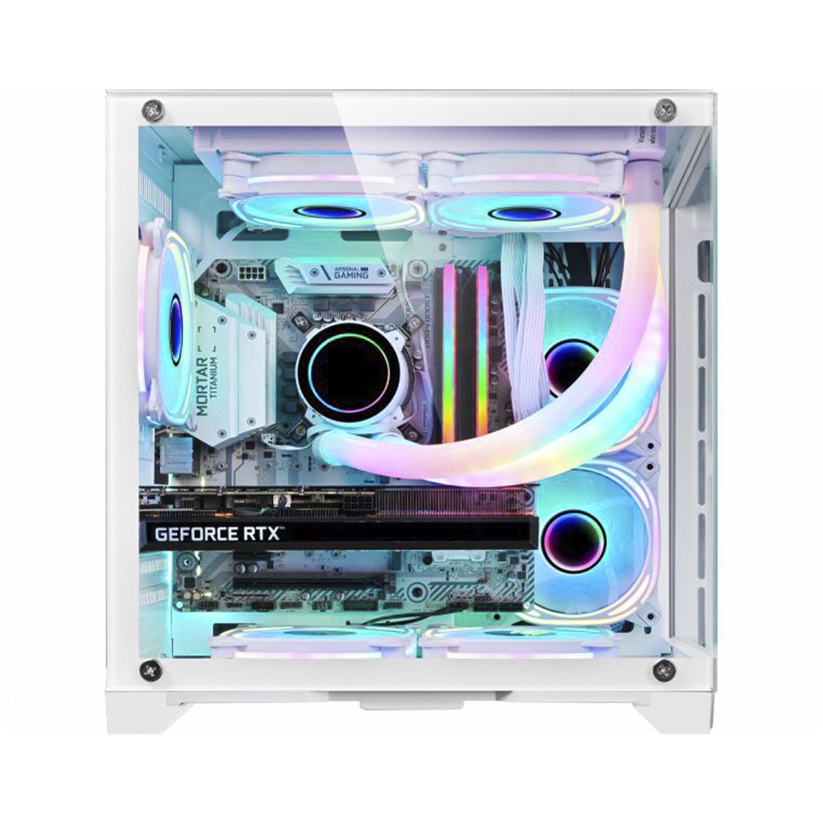 Gabinete Gamer K-MEX Space Aqua White, Mini Tower, Vidro Temperado, M-ATX, Sem Fonte, Sem Fan, CG-W1KN