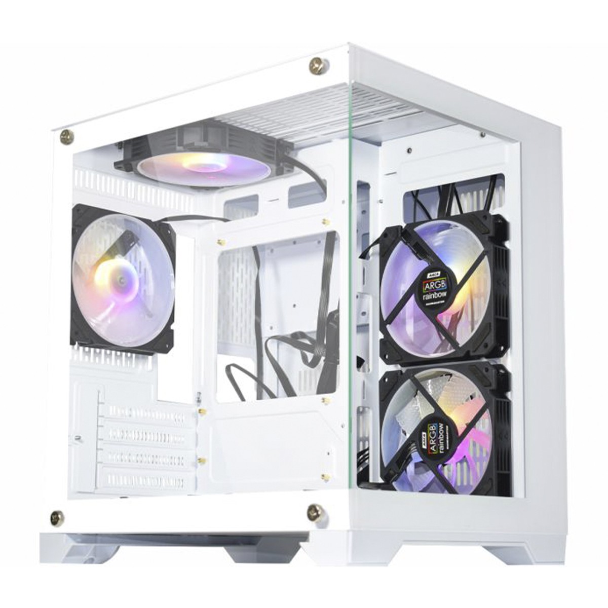 Gabinete Gamer K-MEX Space Aqua White, Mini Tower, Vidro Temperado
