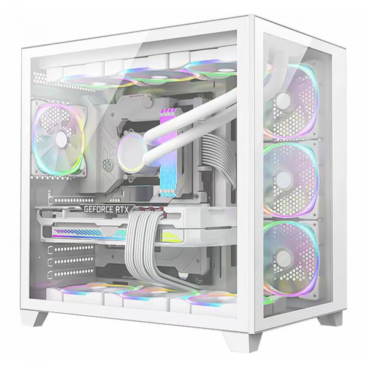 Gabinete Gamer K-MEX Space ATX, Mid Tower, Vidro Temperado, ATX, White, Sem Fonte, Sem Fan, CGW2R4RH002CB0X