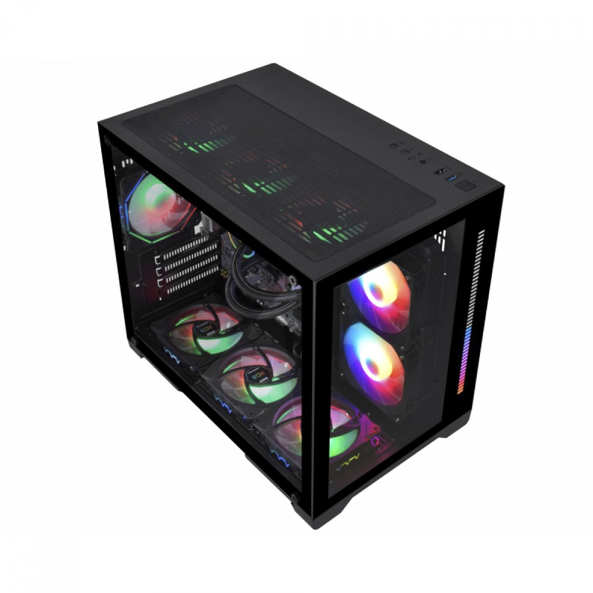 Gabinete Gamer K-MEX Space X, ARGB, Mini Tower, Vidro Temperado, M-ATX, Sem Fonte, Sem Fan, CG-412A