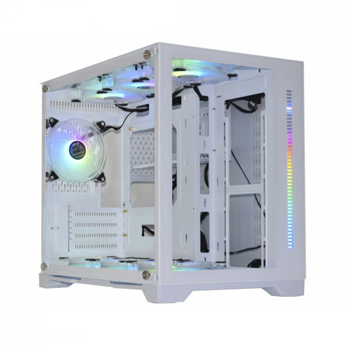 Gabinete Gamer K-MEX Space X, White, ARGB, Mini Tower, Vidro Temperado, M-ATX, Sem Fonte, Sem Fan, CG-W12A