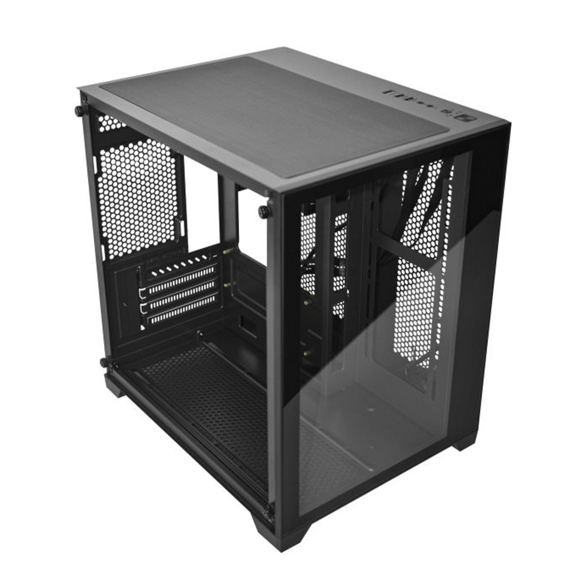 Gabinete Gamer K-MEX Space Y, Mini Tower, Vidro Temperado, M-ATX, Black, Sem Fonte, Sem Fan, CG-413A 
