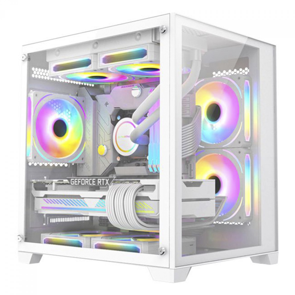 Gabinete Gamer K-MEX Space Y, Mini Tower, Vidro Temperado, M-ATX, White, Sem Fonte, Sem Fan, CGW13ARH001CB0X