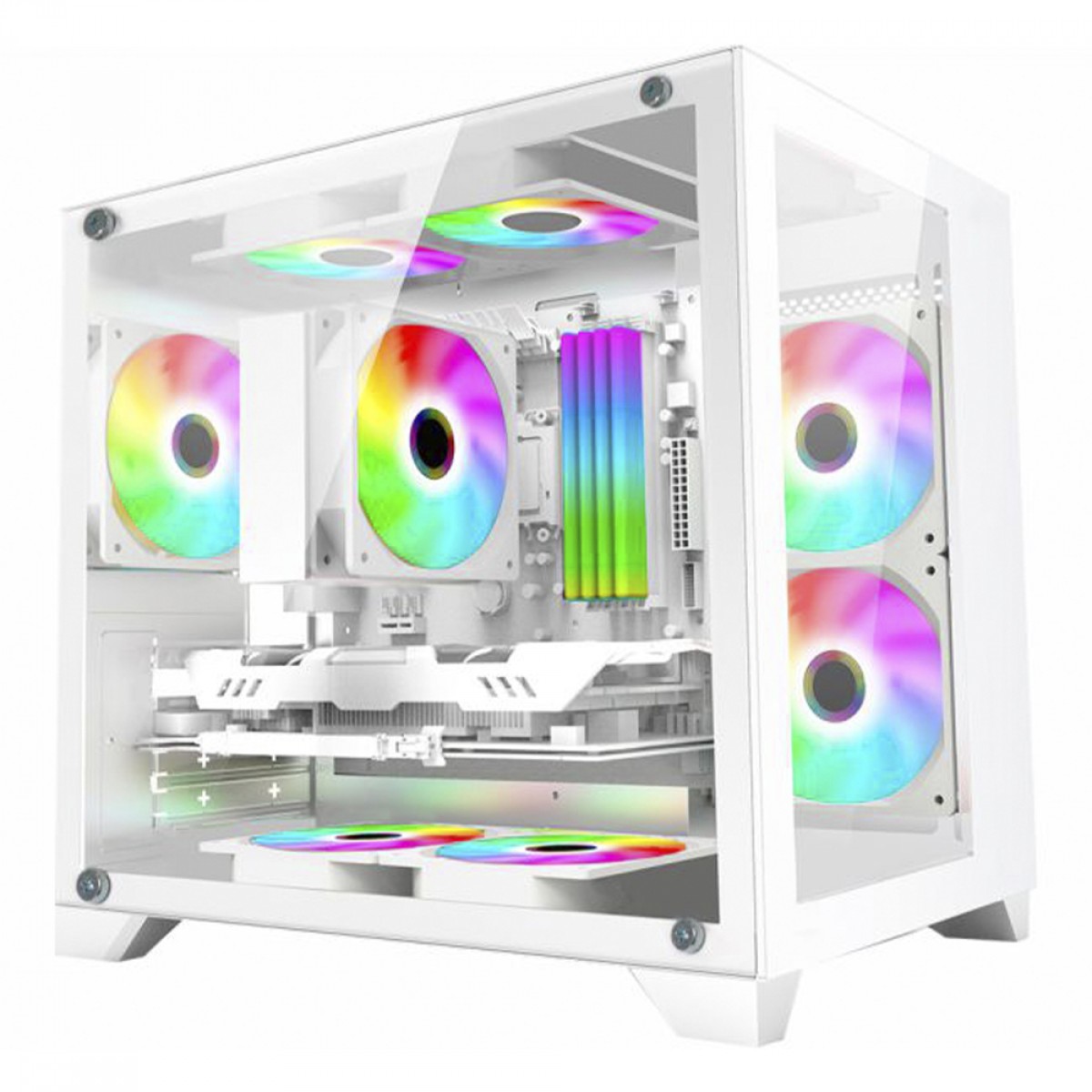 Gabinete Gamer K-MEX Space Z, White, Mini Tower, Vidro Temperado, M-ATX, Sem Fonte, Sem Fan, CGW1ADRH001CB0X