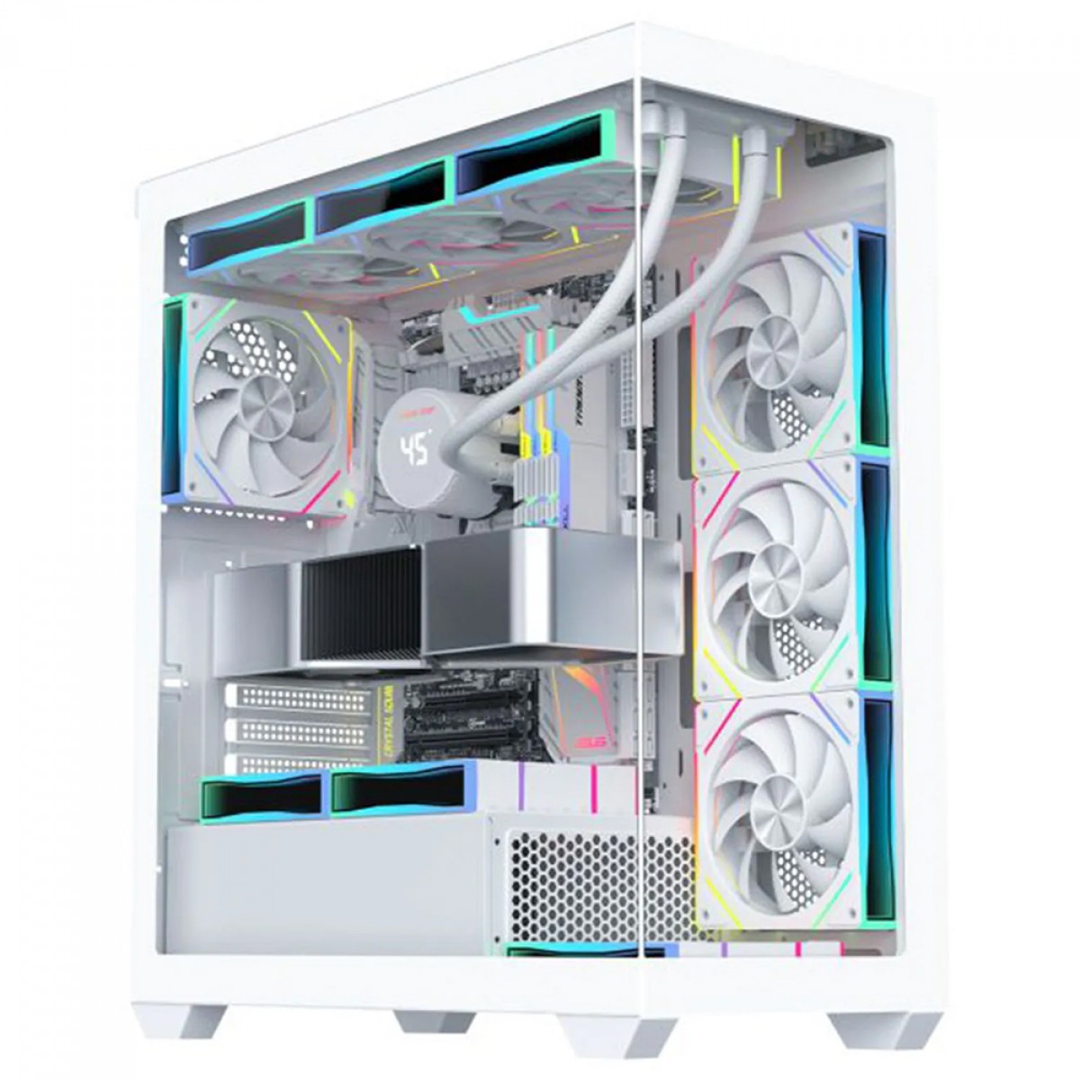 Gabinete Gamer K-MEX Torre Branca CG-W6DY, Mid Tower, Vidro Temperado, ATX, Sem Fonte, Sem Fan, Branco, CGW6DYRH002CB0X