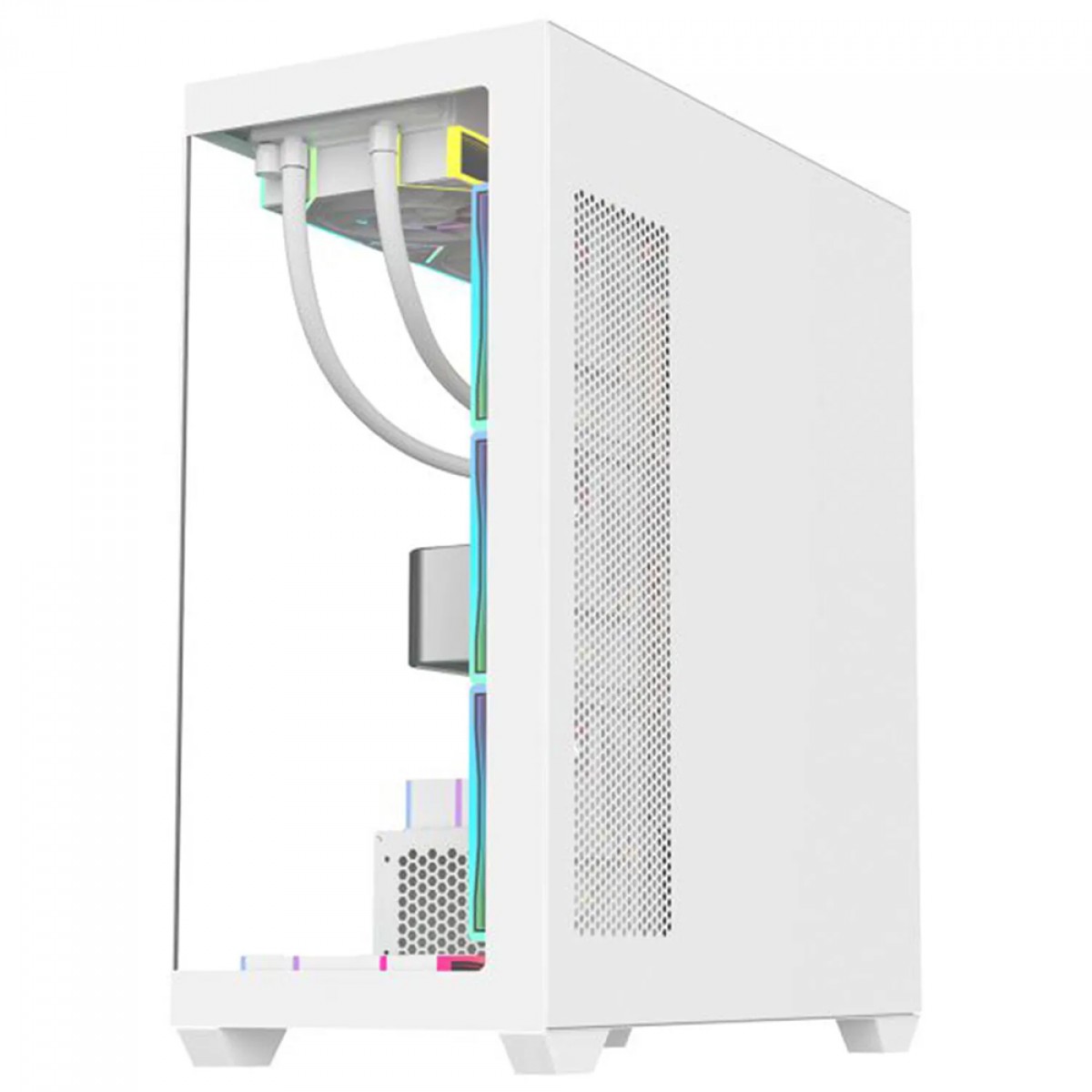 Gabinete Gamer K-MEX Torre Branca CG-W6DY, Mid Tower, Vidro Temperado, ATX, Sem Fonte, Sem Fan, Branco, CGW6DYRH002CB0X