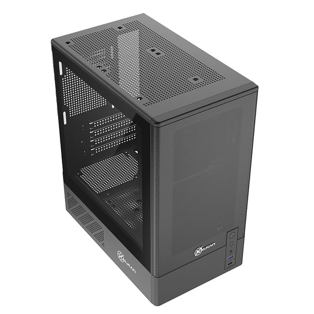 Gabinete Gamer Kalkan Alfern Pro, Mid Tower, Vidro Temperado, M-ATX, Sem Fonte, Sem Fans, Preto, KLK00073
