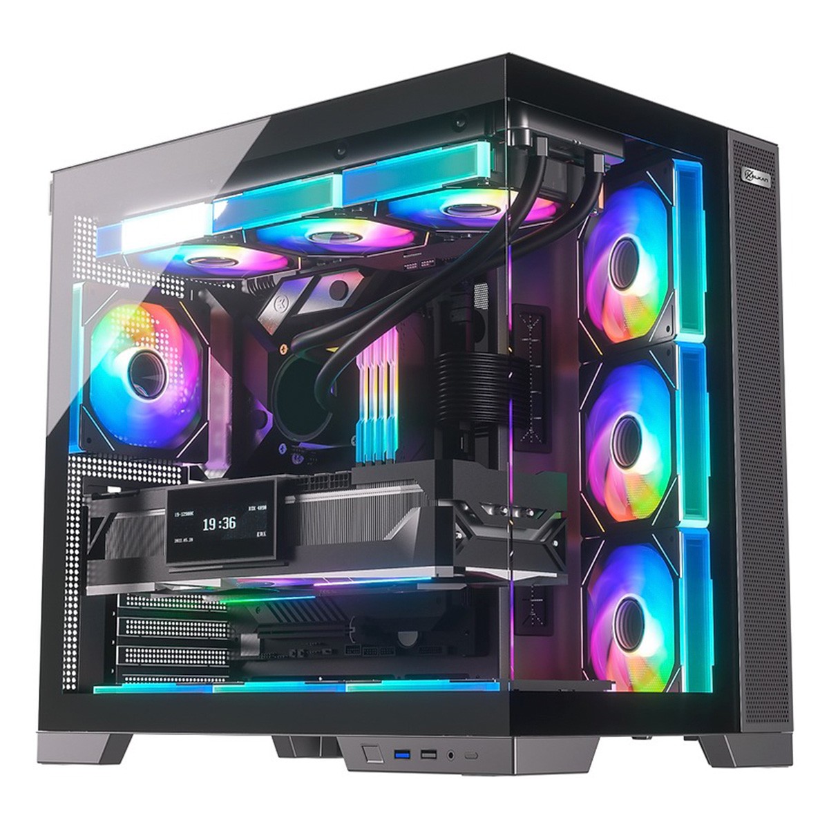 Gabinete Gamer Kalkan Asgard Evo, Mid Tower, Vidro Temperado, ATX, Sem Fonte, Sem Fans, Preto, KLK084