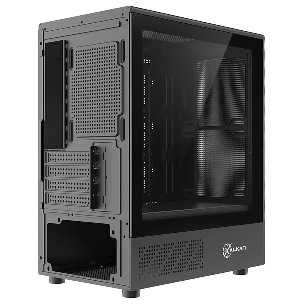 Gabinete Gamer Kalkan Avalon Pro V2, Mid Tower, Vidro Temperado, M-ATX, Sem Fonte, Sem Fans, Preto, KLK00074