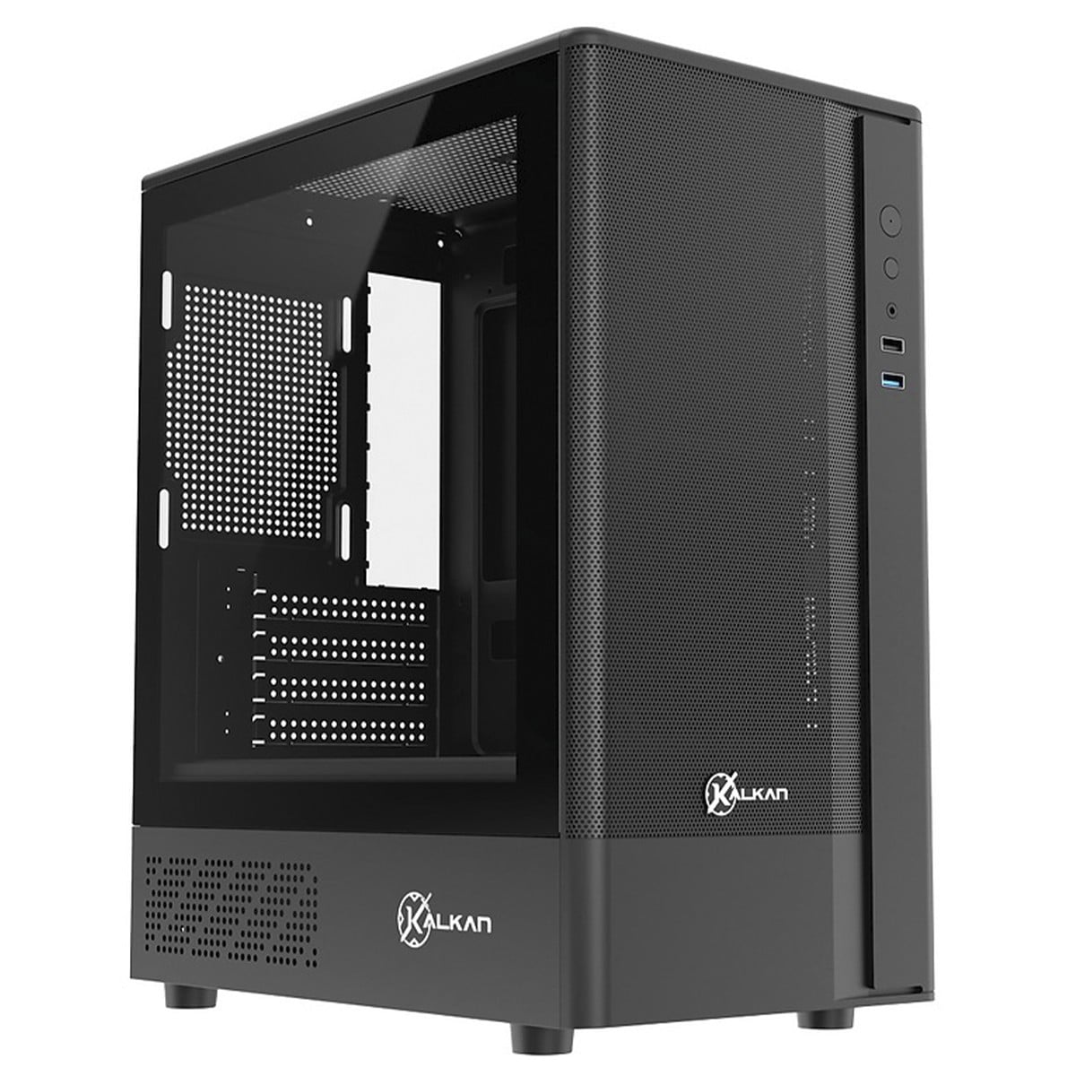 Gabinete Gamer Kalkan Avalon Pro V2, Mid Tower, Vidro Temperado, M-ATX, Sem Fonte, Sem Fans, Preto, KLK00074