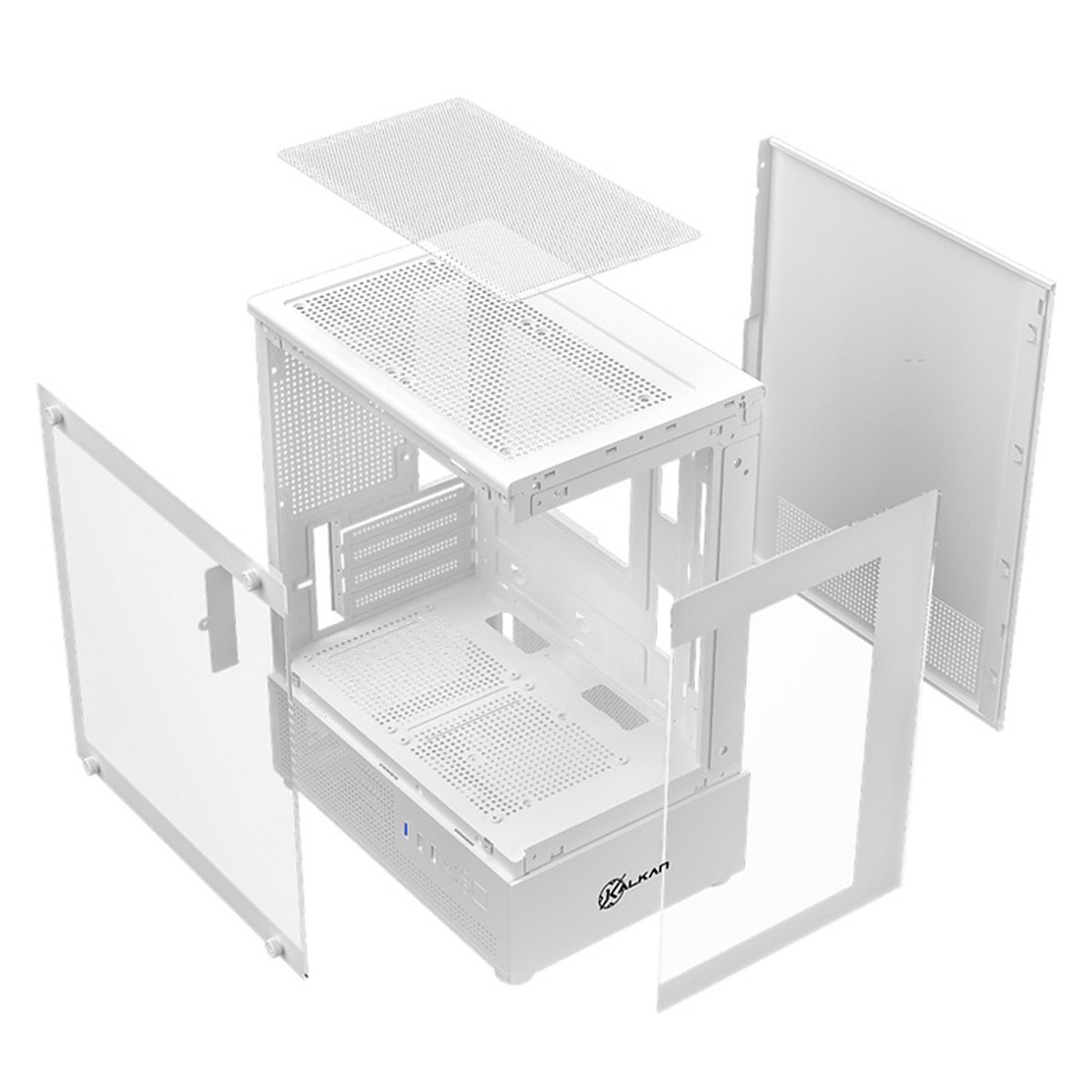 Gabinete Gamer Kalkan Hakon, Mid Tower, Vidro Temperado, M-ATX, Sem Fonte, Sem Fans, Branco, KLK00081