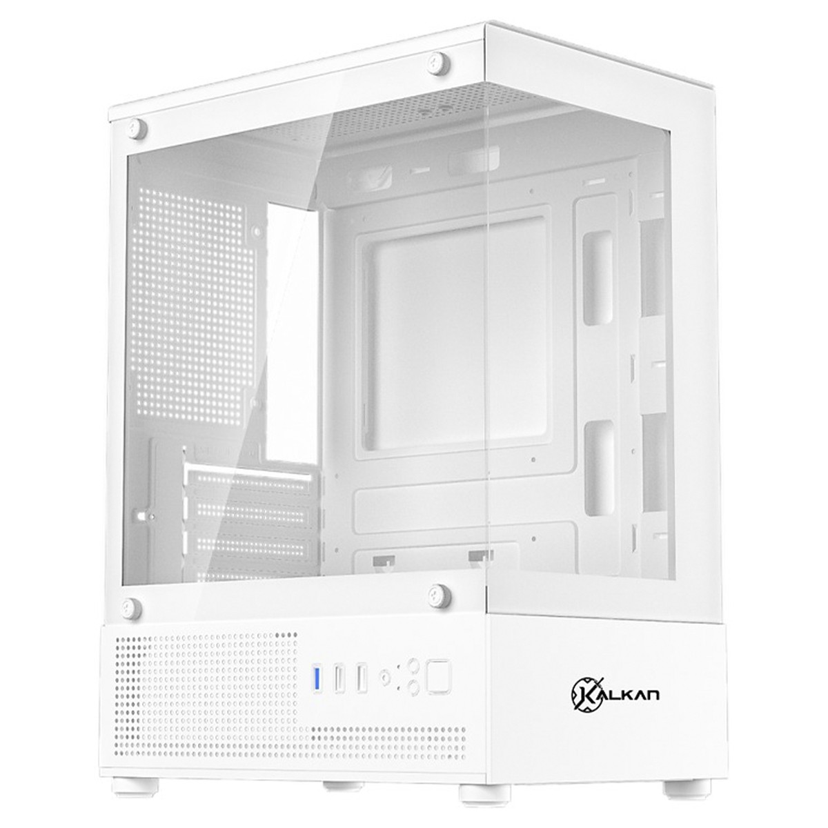 Gabinete Gamer Kalkan Hakon, Mid Tower, Vidro Temperado, M-ATX, Sem Fonte, Sem Fans, Branco, KLK00081