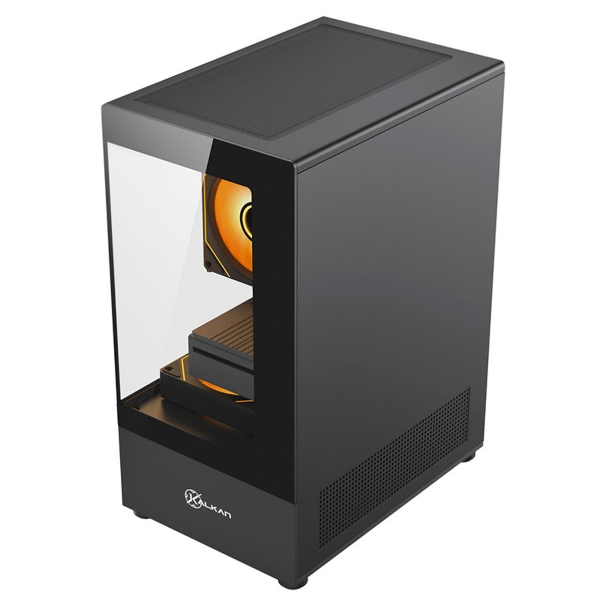 Gabinete Gamer Kalkan Hakon, Mid Tower, Vidro Temperado, Micro-ATX, Sem Fonte, Sem Fans, Preto, KLK080