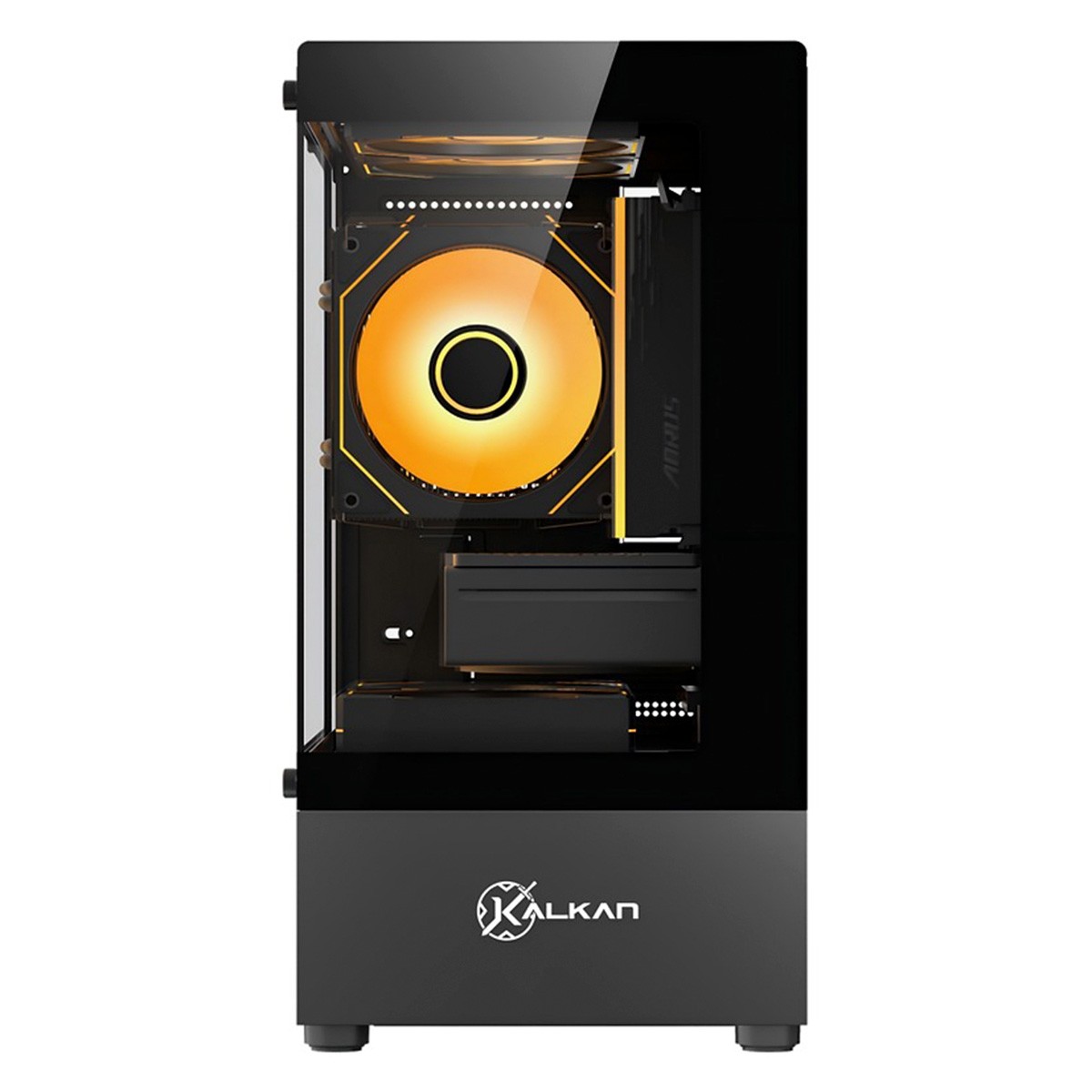 Gabinete Gamer Kalkan Hakon, Mid Tower, Vidro Temperado, Micro-ATX, Sem Fonte, Sem Fans, Preto, KLK080