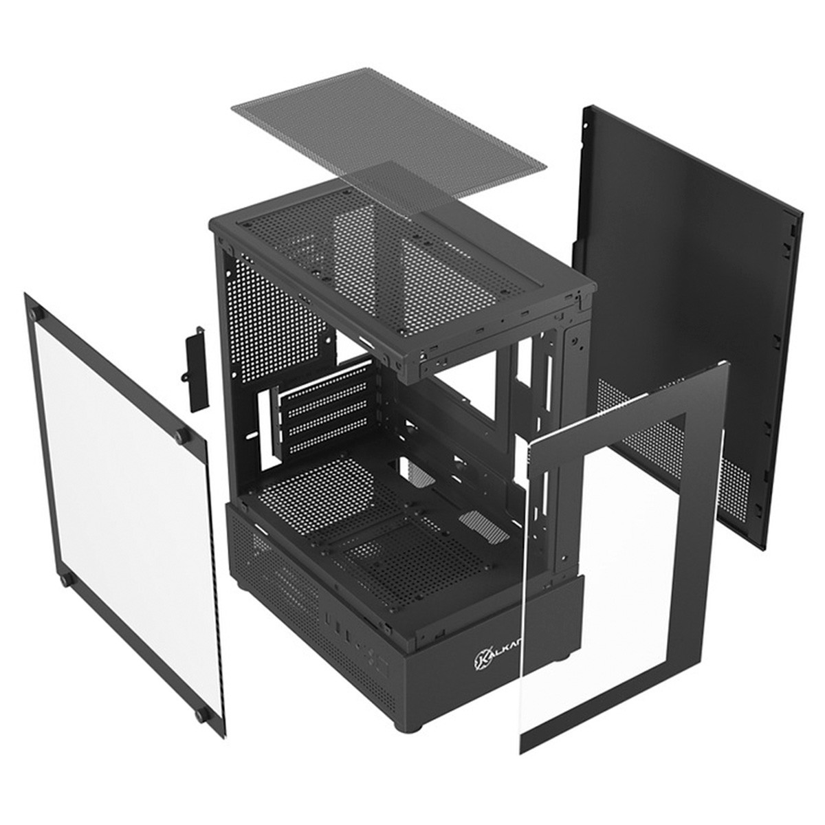 Gabinete Gamer Kalkan Hakon, Mid Tower, Vidro Temperado, Micro-ATX, Sem Fonte, Sem Fans, Preto, KLK080