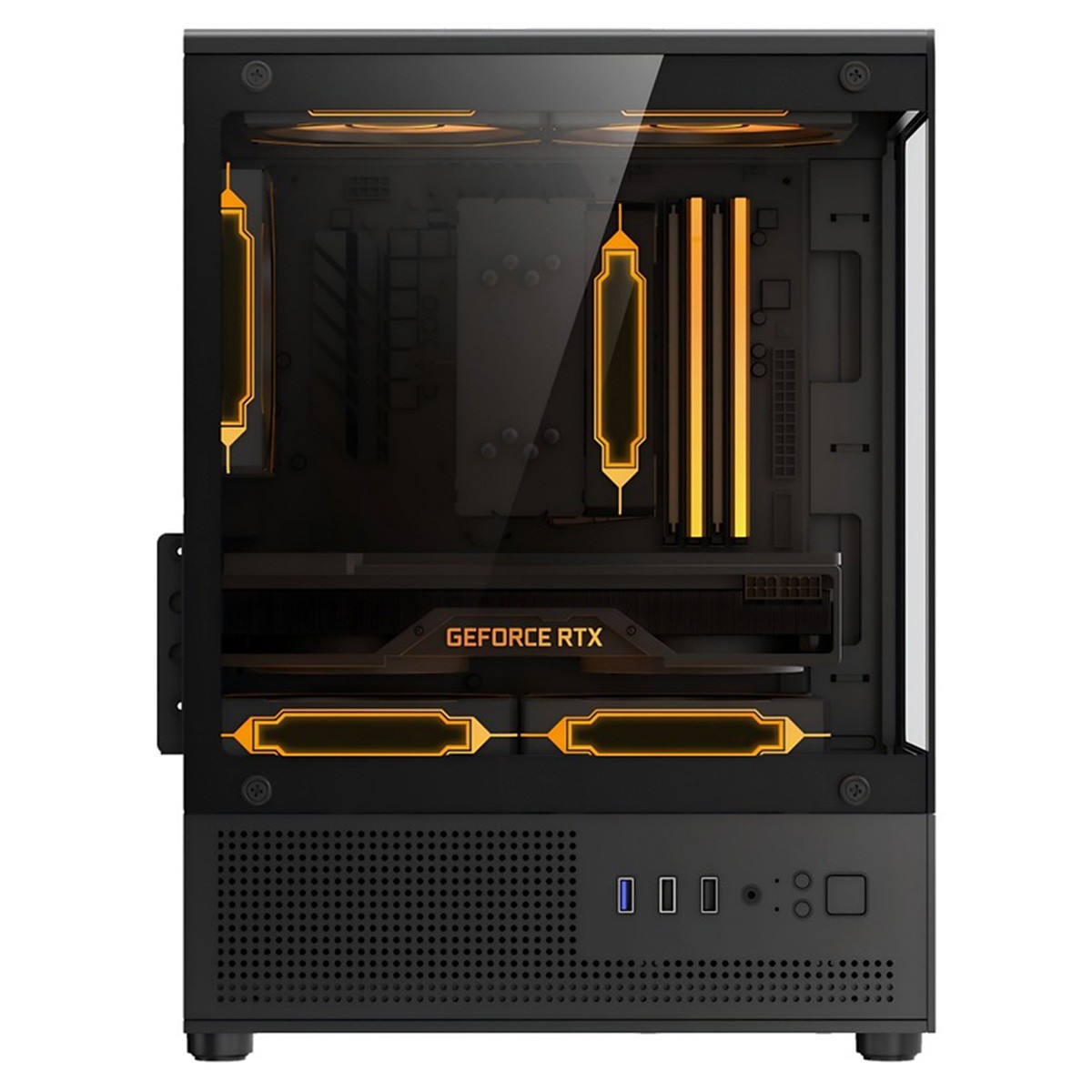 Gabinete Gamer Kalkan Hakon, Mid Tower, Vidro Temperado, Micro-ATX, Sem Fonte, Sem Fans, Preto, KLK080