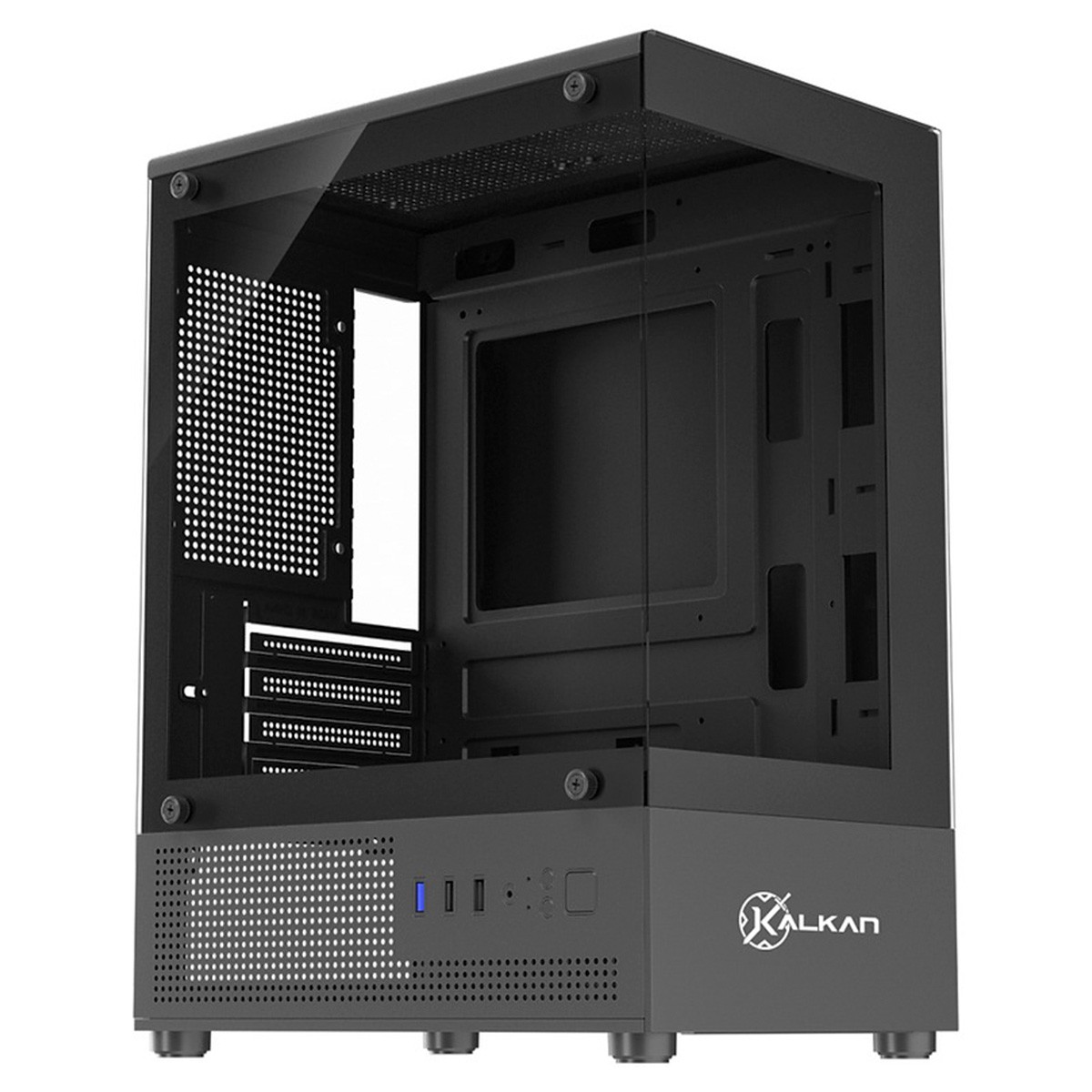 Gabinete Gamer Kalkan Hakon, Mid Tower, Vidro Temperado, Micro-ATX, Sem Fonte, Sem Fans, Preto, KLK080