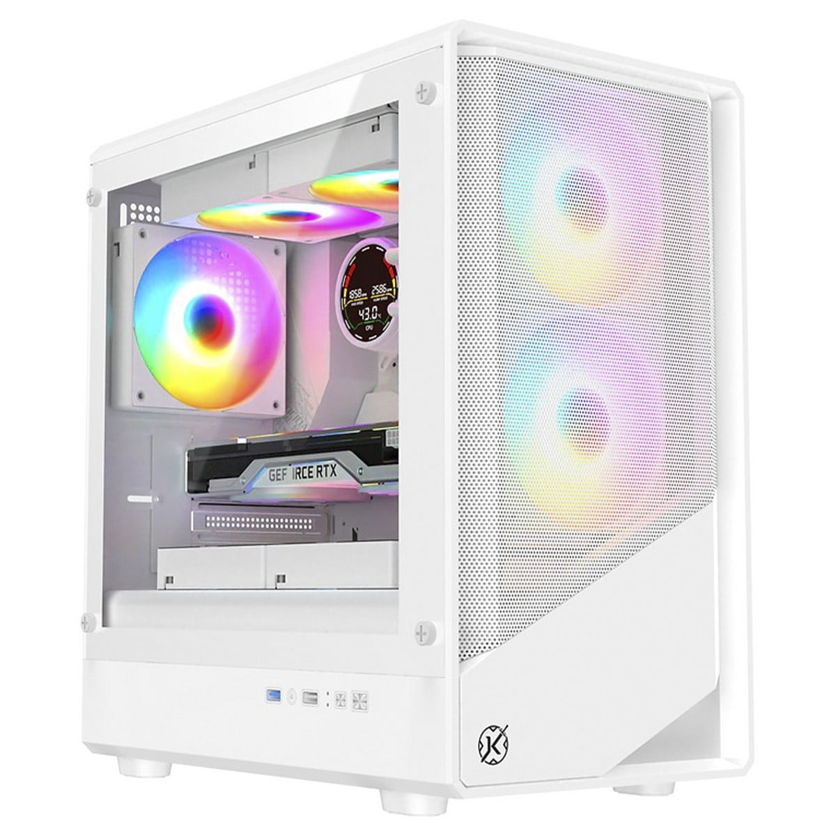 Gabinete Gamer Kalkan Joturn Pro, Mid Tower, Vidro Temperado, M-ATX, Sem Fonte, Sem Fans, Branco, KLK00078