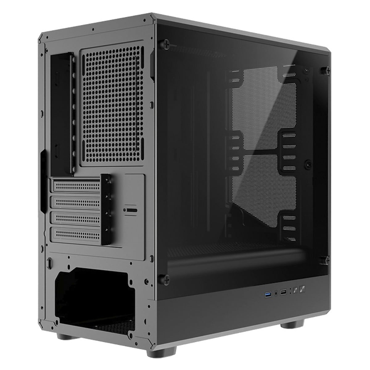 Gabinete Gamer Kalkan Joturn Pro, Mid Tower, Vidro Temperado, M-ATX, Sem Fonte, Sem Fans, Preto, KLK00077