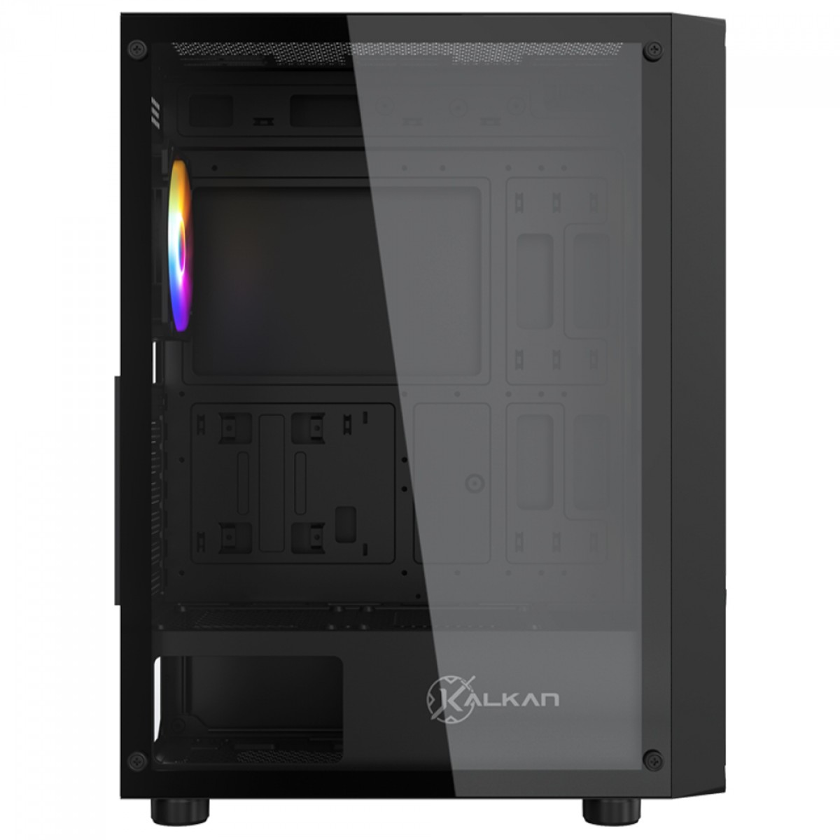 Gabinete Gamer Kalkan Joturn, RGB, Mid Tower, Vidro Temperado, ATX, Sem Fonte, Com 4 Fans, Preto, KLK00038