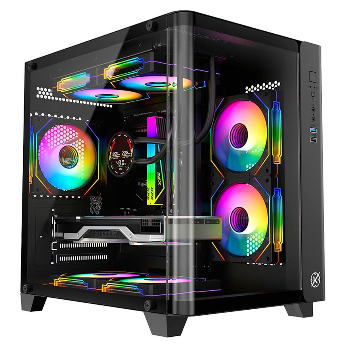 Gabinete Gamer Kalkan Midgard Curve, Mid Tower, Vidro Temperado, Micro ATX, Sem Fonte, Sem Fans, Preto, KLK072