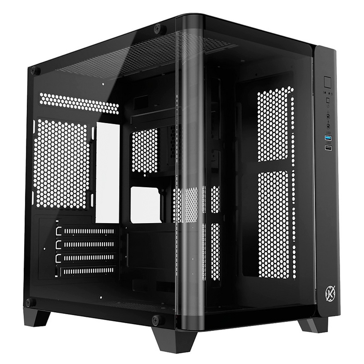 Gabinete Gamer Kalkan Midgard Curve, Mid Tower, Vidro Temperado, Micro ATX, Sem Fonte, Sem Fans, Preto, KLK072