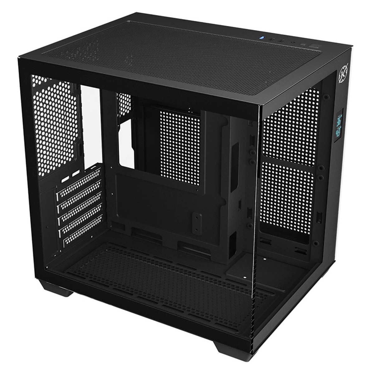Gabinete Gamer Kalkan Midgard Digital, Mid Tower, Vidro Temperado, Micro ATX, Display LCD, Sem Fonte, Sem Fans, Preto, KLK085