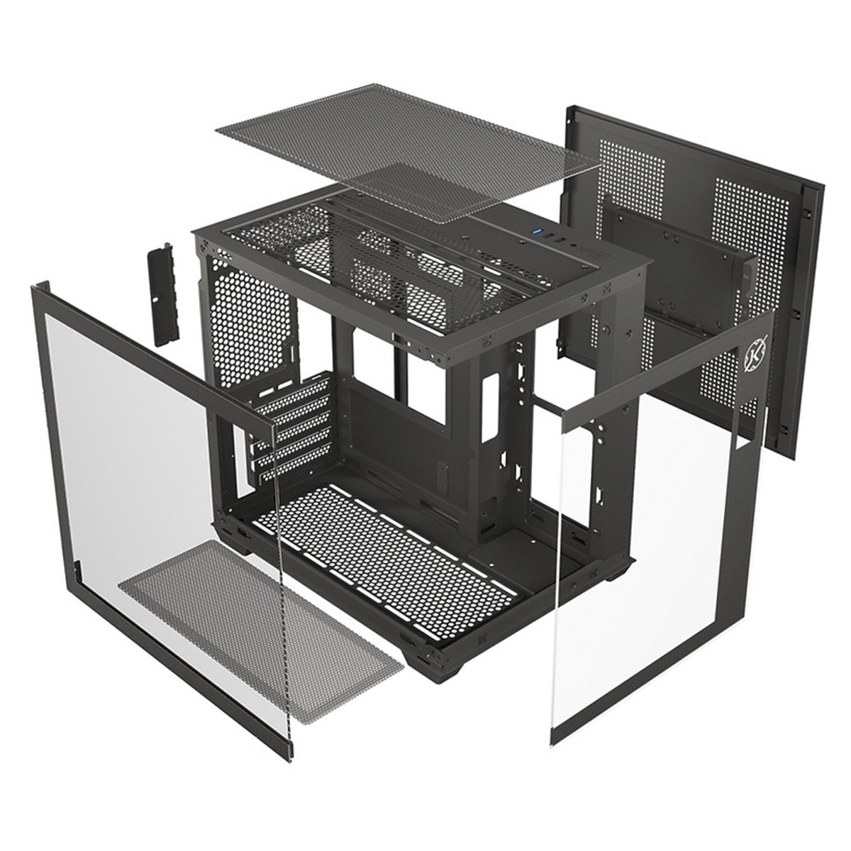 Gabinete Gamer Kalkan Midgard Digital, Mid Tower, Vidro Temperado, Micro ATX, Display LCD, Sem Fonte, Sem Fans, Preto, KLK085