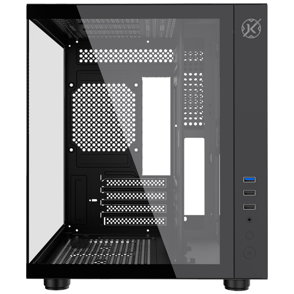 Gabinete Gamer Kalkan Midgard, Mid Tower, Vidro Temperado, mATX, Sem Fonte, Sem Fans, Preto, KLK00039