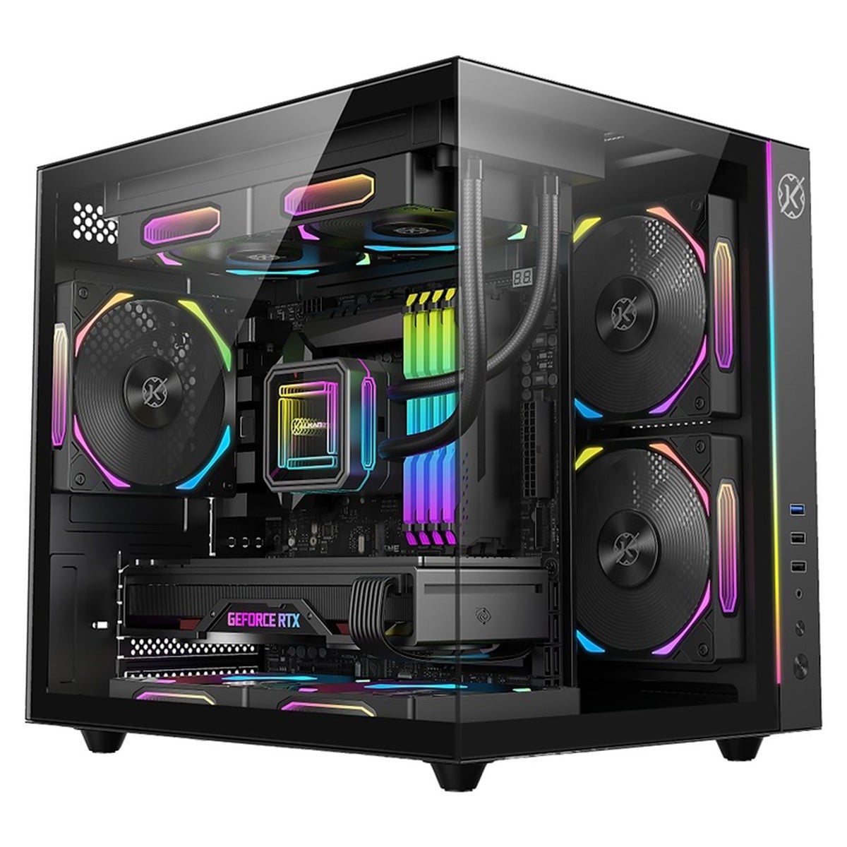 Gabinete Gamer Kalkan Midgard, Mid Tower, Vidro Temperado, Micro ATX, RGB, Sem Fonte, Sem Fans, Preto, KLK055