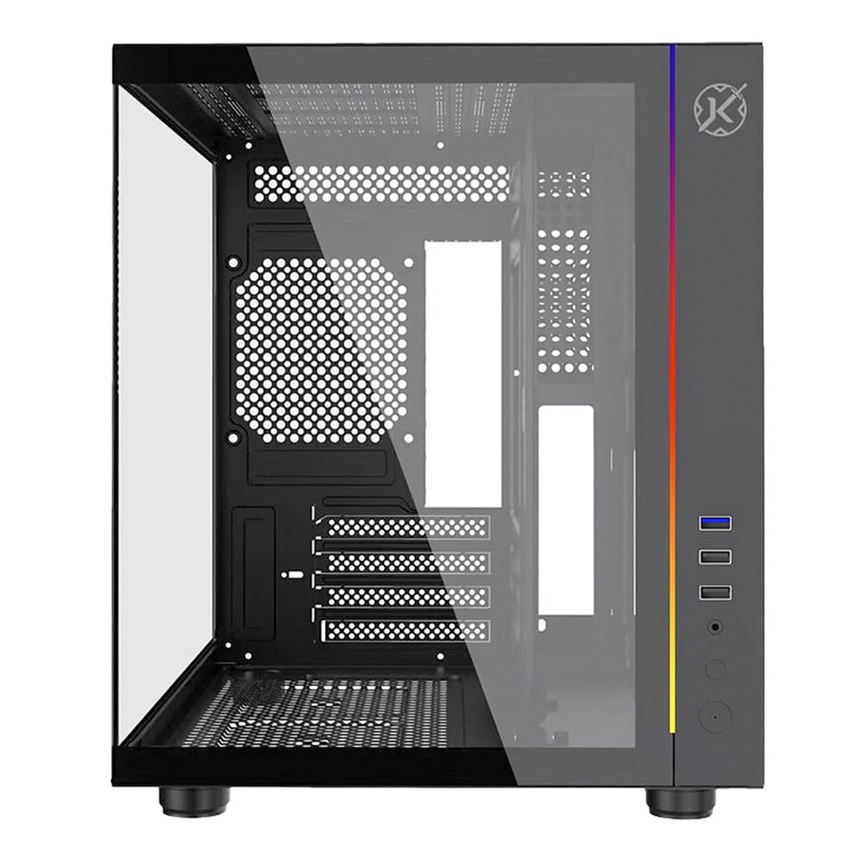 Gabinete Gamer Kalkan Midgard, Mid Tower, Vidro Temperado, Micro ATX, RGB, Sem Fonte, Sem Fans, Preto, KLK055