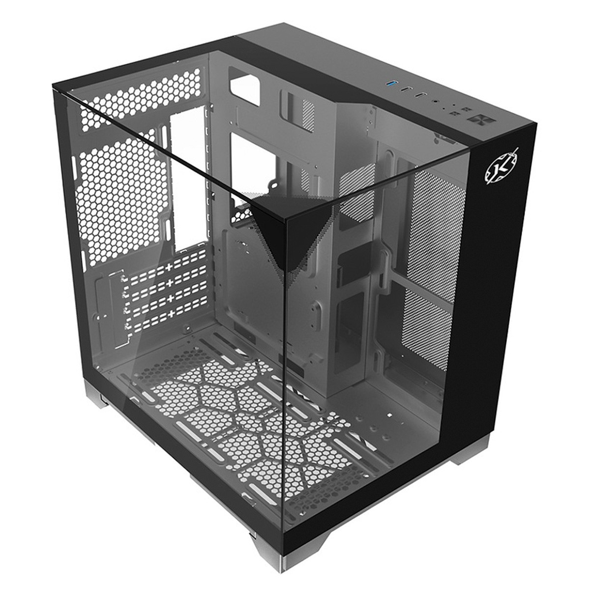 Gabinete Gamer Kalkan Midgard Vision, Mid Tower, Vidro Temperado, Micro ATX, Sem Fonte, Sem Fans, Preto, KLK086