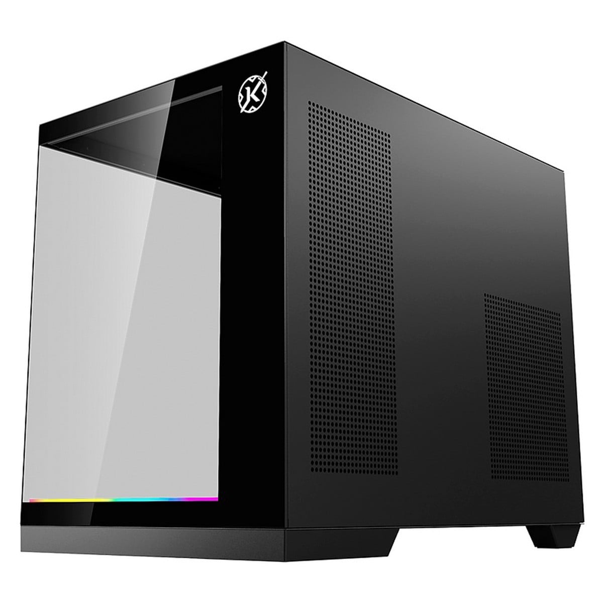 Gabinete Gamer Kalkan Saga, Mini Tower, Vidro Temperado, Micro ATX, RGB, Sem Fonte, Sem Fans, Preto, KLK044